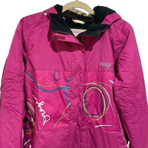 ORAGE Snowboarding ski hooded jacket girls XXL size 16 Swirls fuchsia - Picture 2 of 16